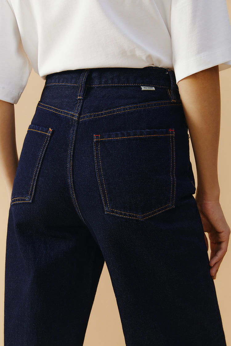 Hey Joanie Coney Island Whitefish High Rise Wide Jeans, front view showing high waist and relaxed fit with wide legs.