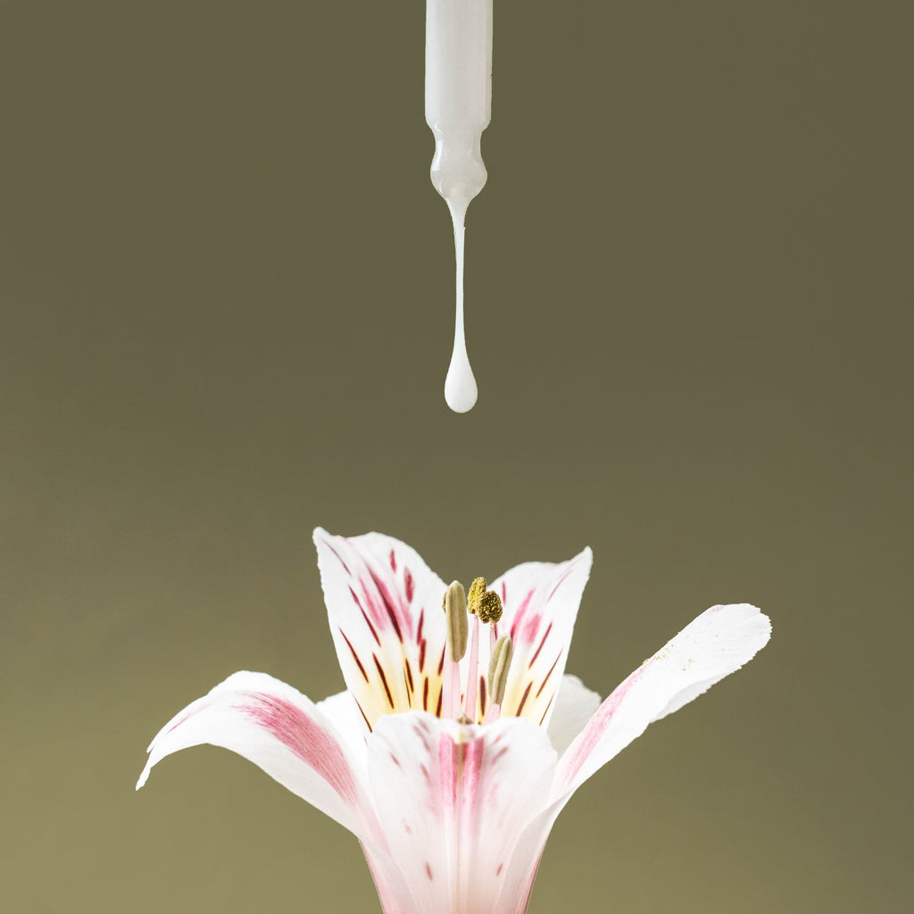 IDEOSkincare Skin Memory Serum in a clear glass dropper bottle, featuring a sleek minimalist design for facial skincare.
