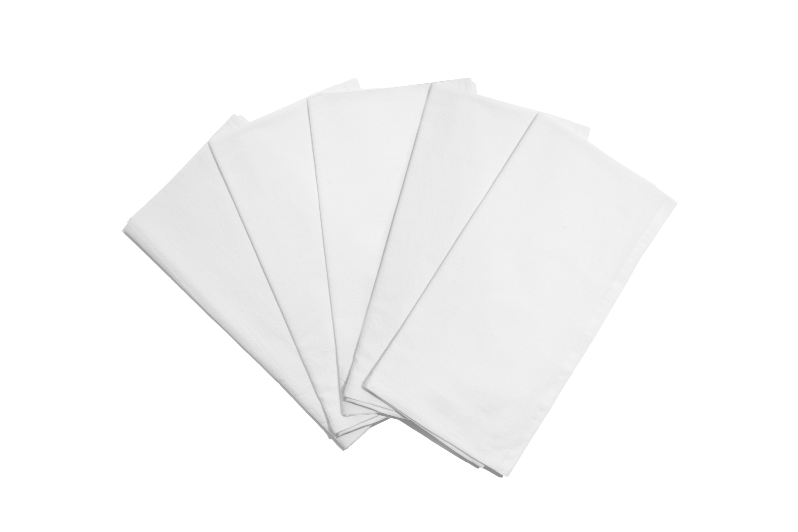 Organic Cotton Mart flour sack kitchen towels with white fabric and hanging loops, ideal for kitchen drying and cleaning.