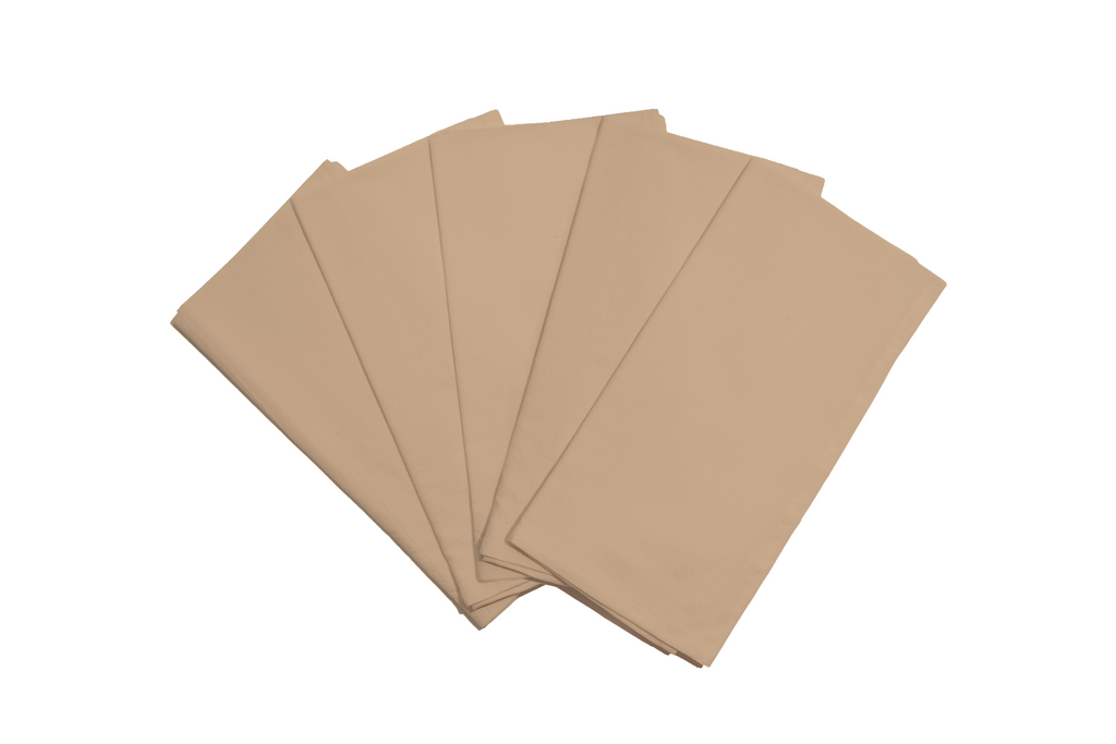 Organic Cotton Mart flour sack kitchen towels with a clean, white design and simple hemmed edges, displayed flat for drying.