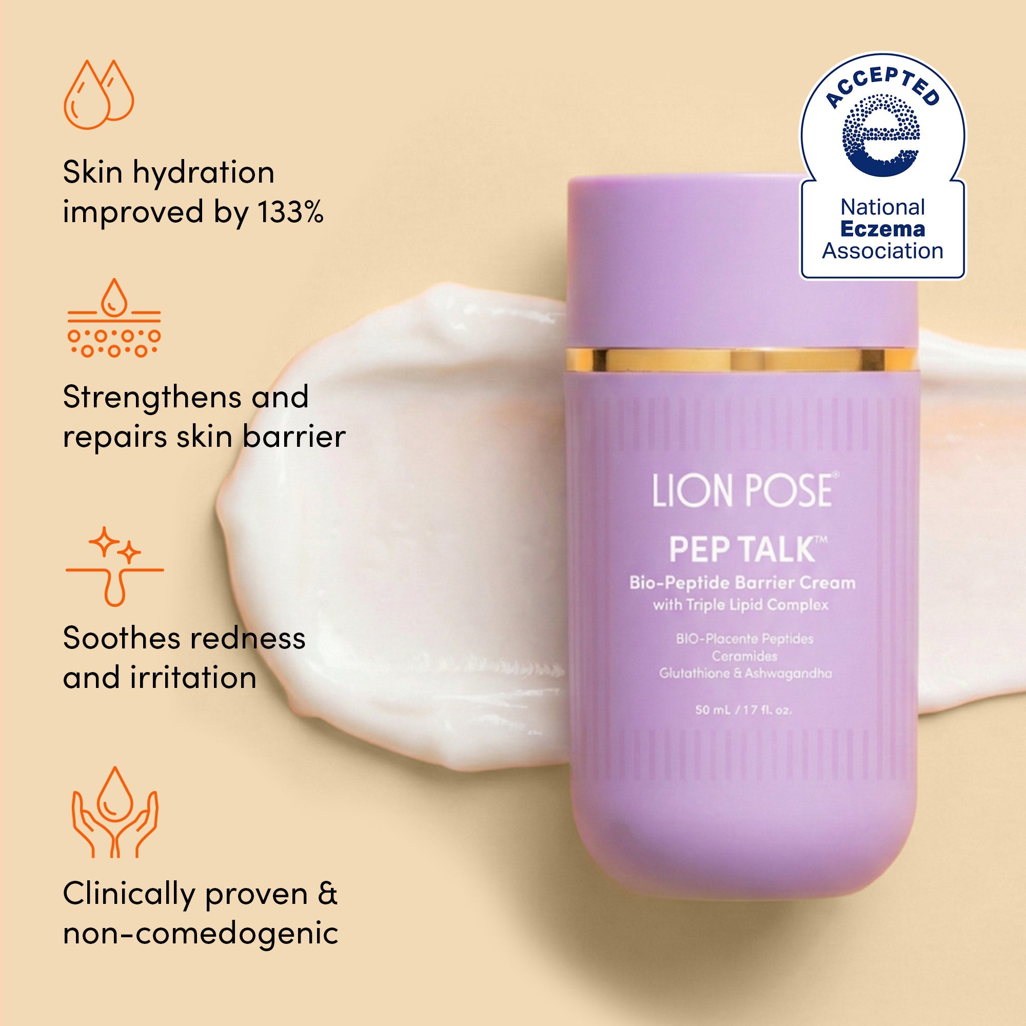 Lion Pose placenta facial skincare set with dark spot serum and barrier repair cream, featuring elegant bottles and natural ingredients.