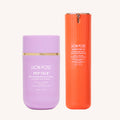 Lion Pose placenta facial dark spot serum and barrier repair cream skincare set, featuring bottles of serum and cream for skin renewal.
