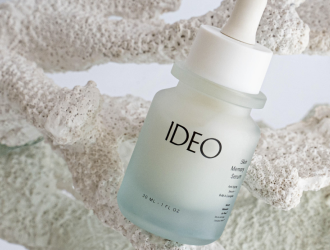 IDEOSkincare Skin Memory Face Serum in a sleek pump bottle, showcasing its smooth, clear liquid formula for youthful skin.