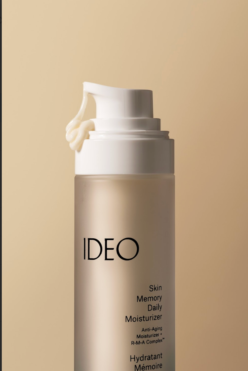IDEOSkincare Skin Memory Daily Moisturizer in a jar, showing the creamy texture and clean packaging on a white background.
