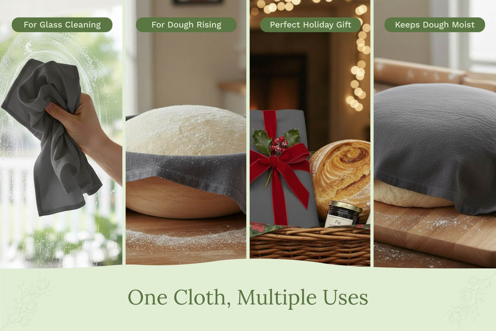 Organic Cotton Mart flour sack kitchen towels with a soft, absorbent fabric and versatile design, perfect for drying and kitchen use.