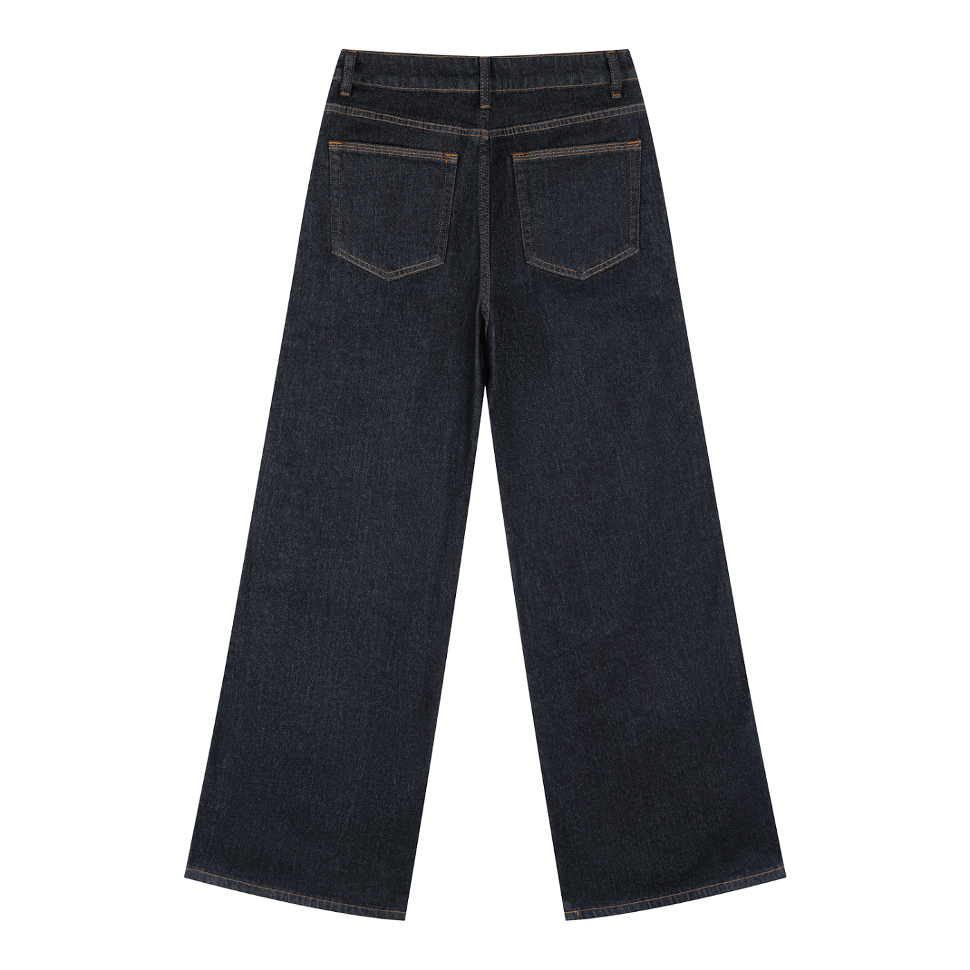 ODMPOD straight-leg denim jeans showing classic blue wash, front view with pockets and belt loops, casual style for everyday wear.