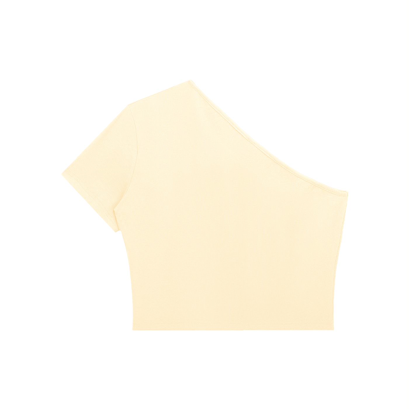 ODMPOD one-shoulder crop T-shirt in black, featuring a stylish asymmetric design and fitted silhouette.