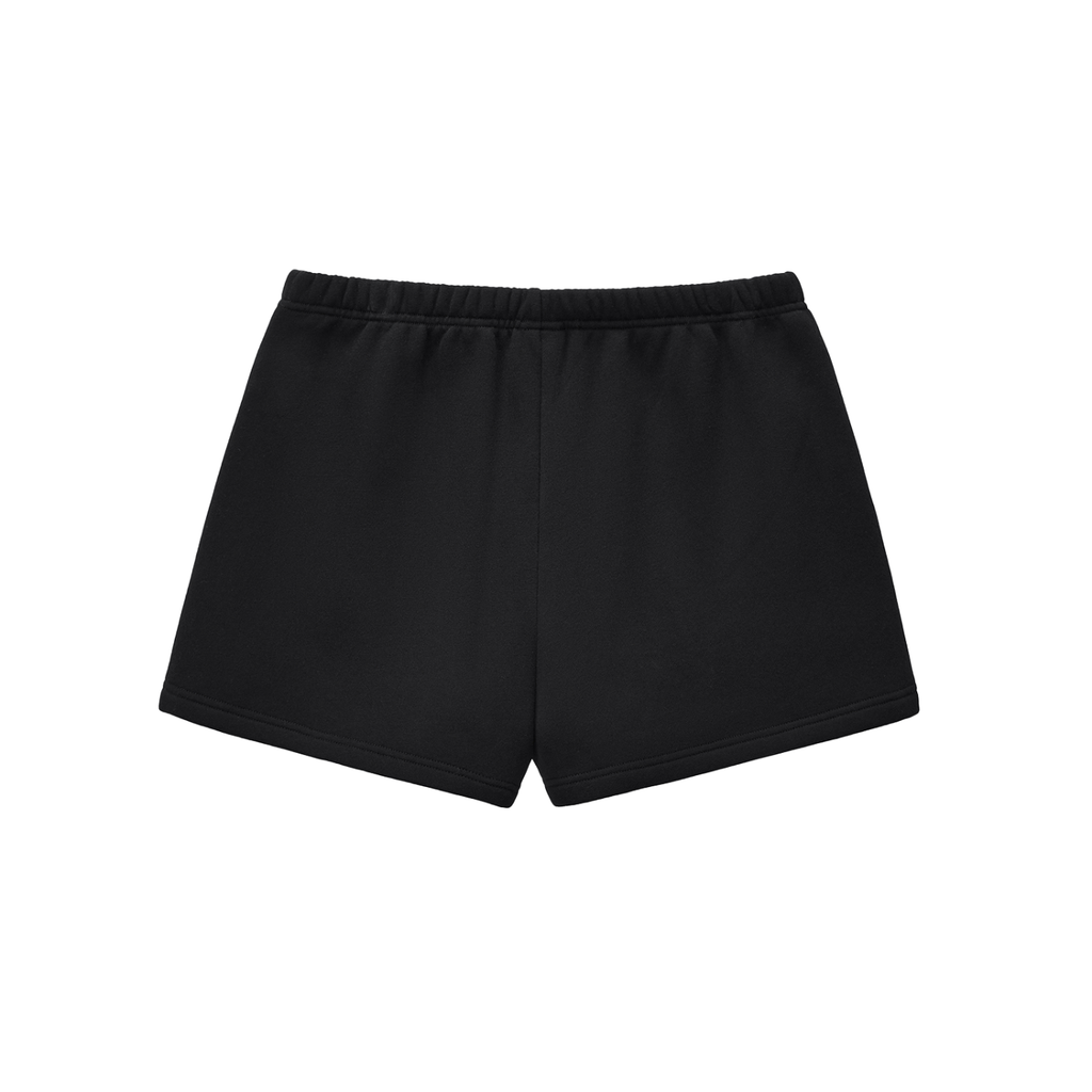 ODMPOD Essential fleece drawstring sweatshorts, grey shorts with elastic waistband and pockets, casual athletic loungewear.