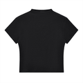 ODMPOD slim fit mock neck T-shirt in a neutral color, close-up showing smooth fabric and fitted style.