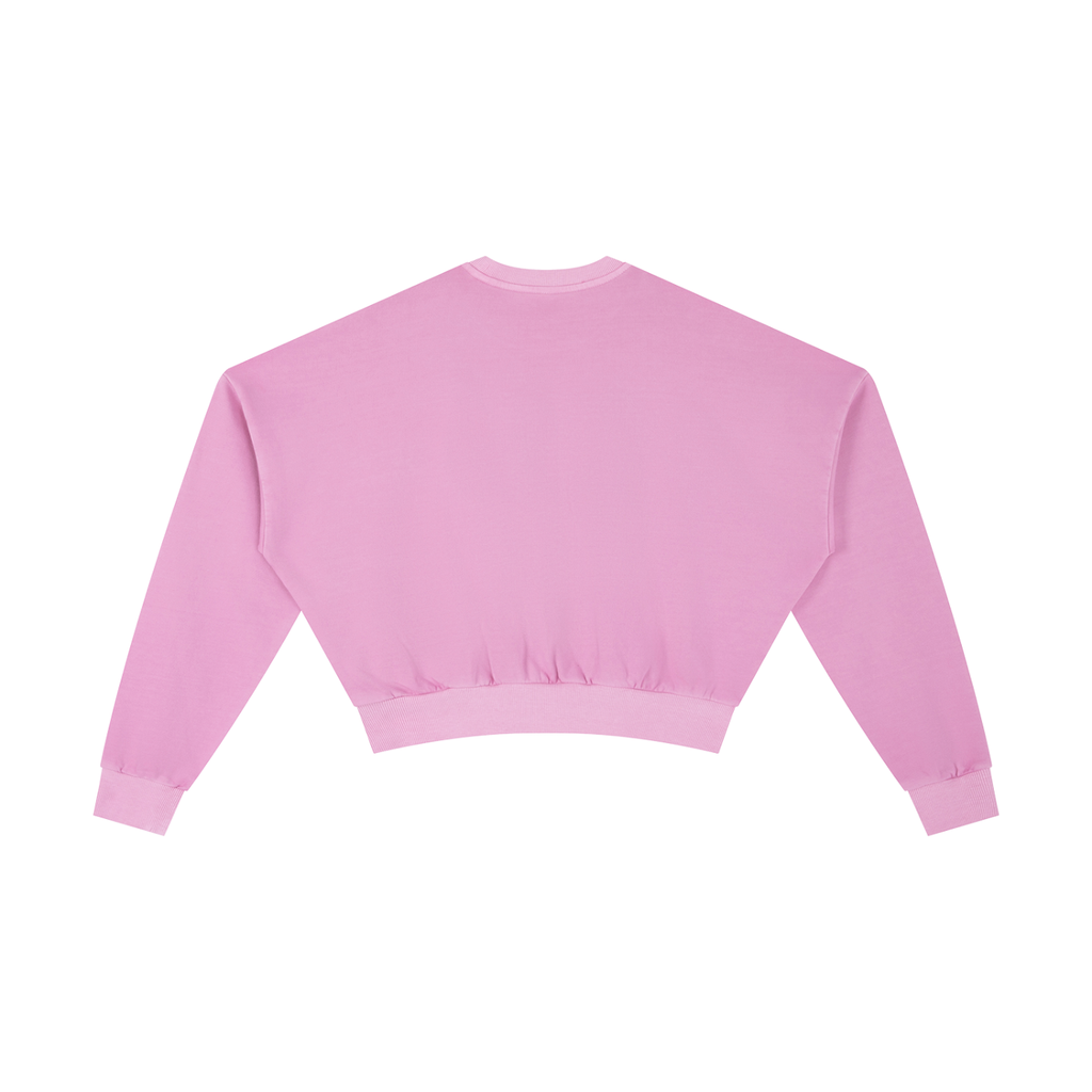 Vintage washed cropped sweatshirt by ODMPOD, featuring a relaxed fit and distressed fabric for a casual, trendy look.
