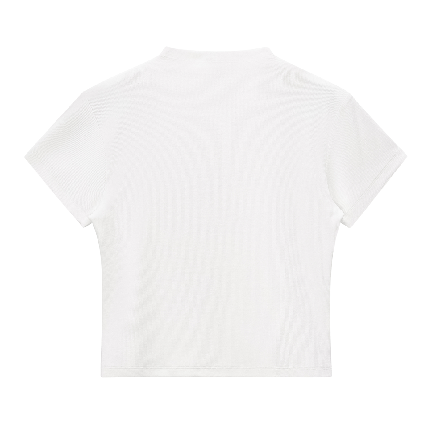 ODMPOD essential slim fit mock neck T-shirt in neutral color, featuring a close-fitting design and mock neckline.
