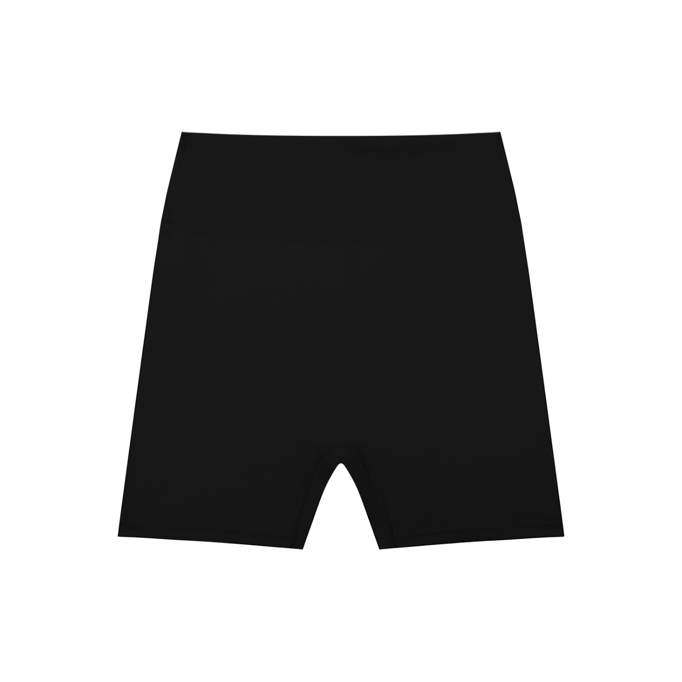 ODMPOD high-waisted blend biker shorts shown flat, featuring a snug fit, stretchy fabric, and a sleek black design for activewear or casual wear.