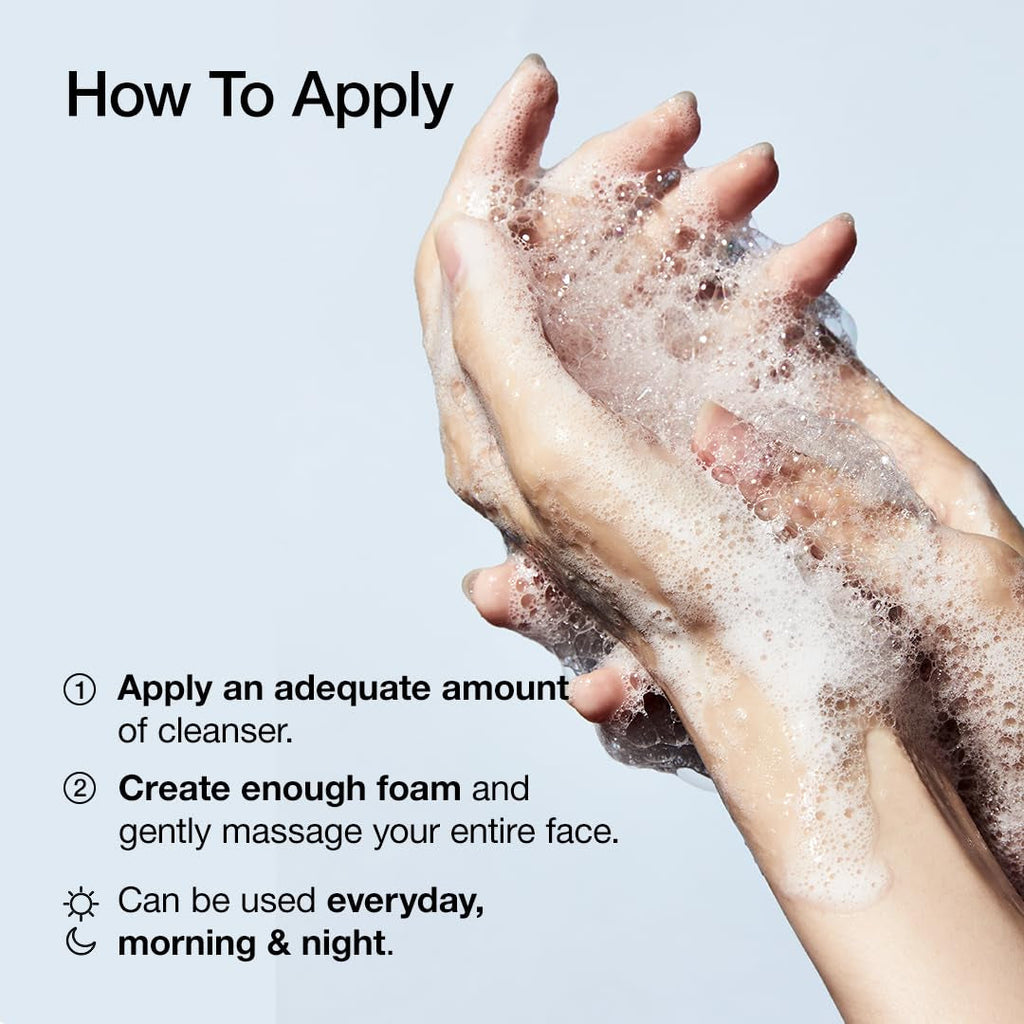 Korean Skin Care gentle gel facial cleanser with hyaluronic acid, squalane, and ceramide, foaming and hydrating for daily skincare.