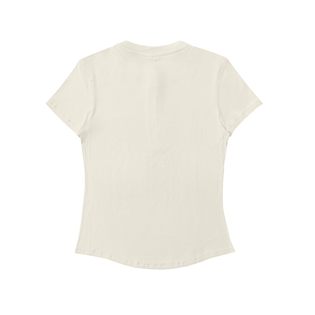 ODMPOD modal bodycon Henley T-shirt, close-up of fitted design with buttoned neckline and soft fabric texture.