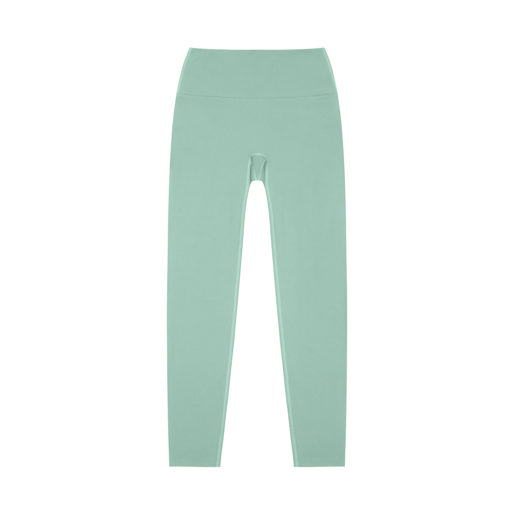 ODMPOD high-waisted yoga leggings shown on a model, featuring a snug fit and stretchy fabric for comfortable movement.