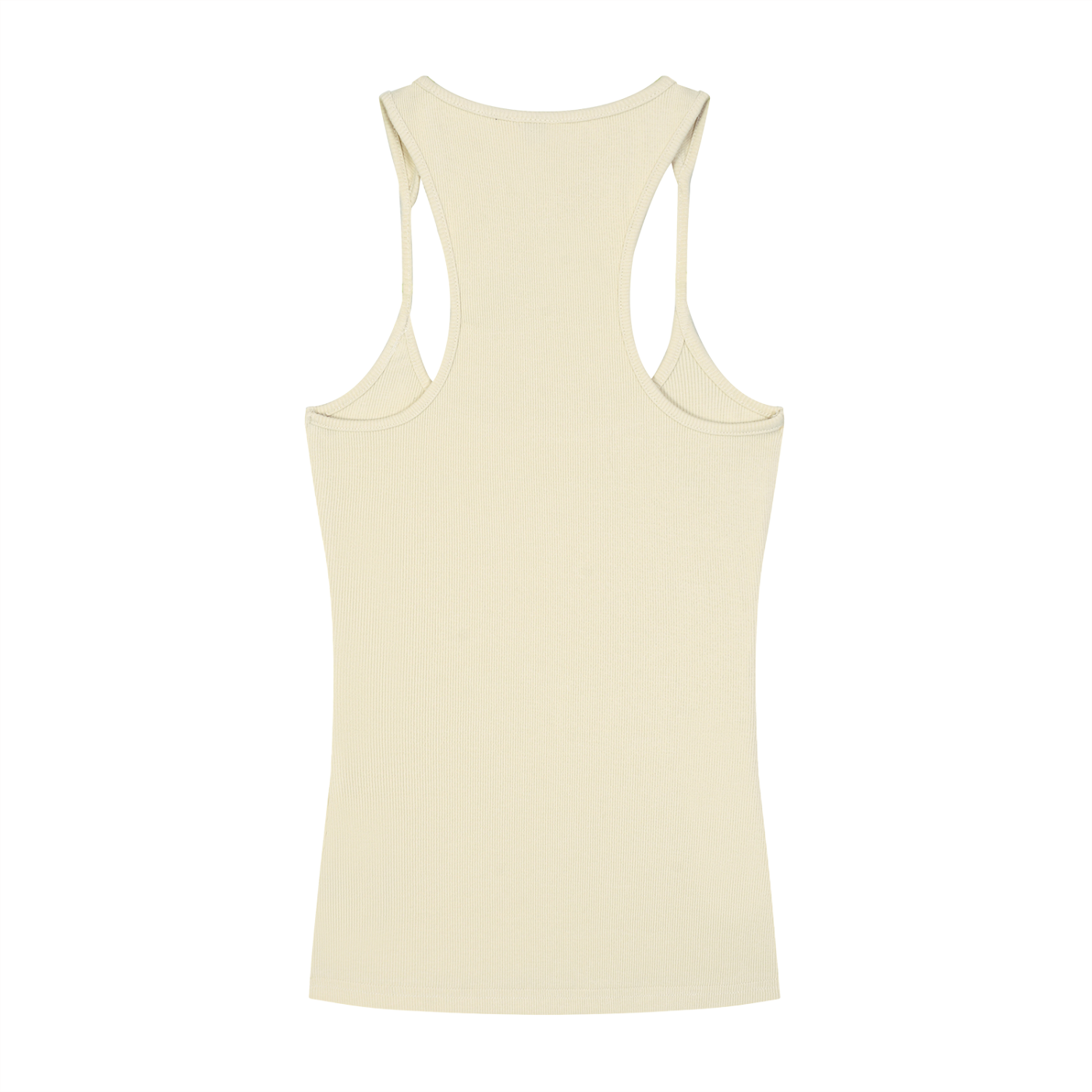 ODMPOD slim fit ribbed racerback tank top in black, close-up showing textured fabric and fitted style