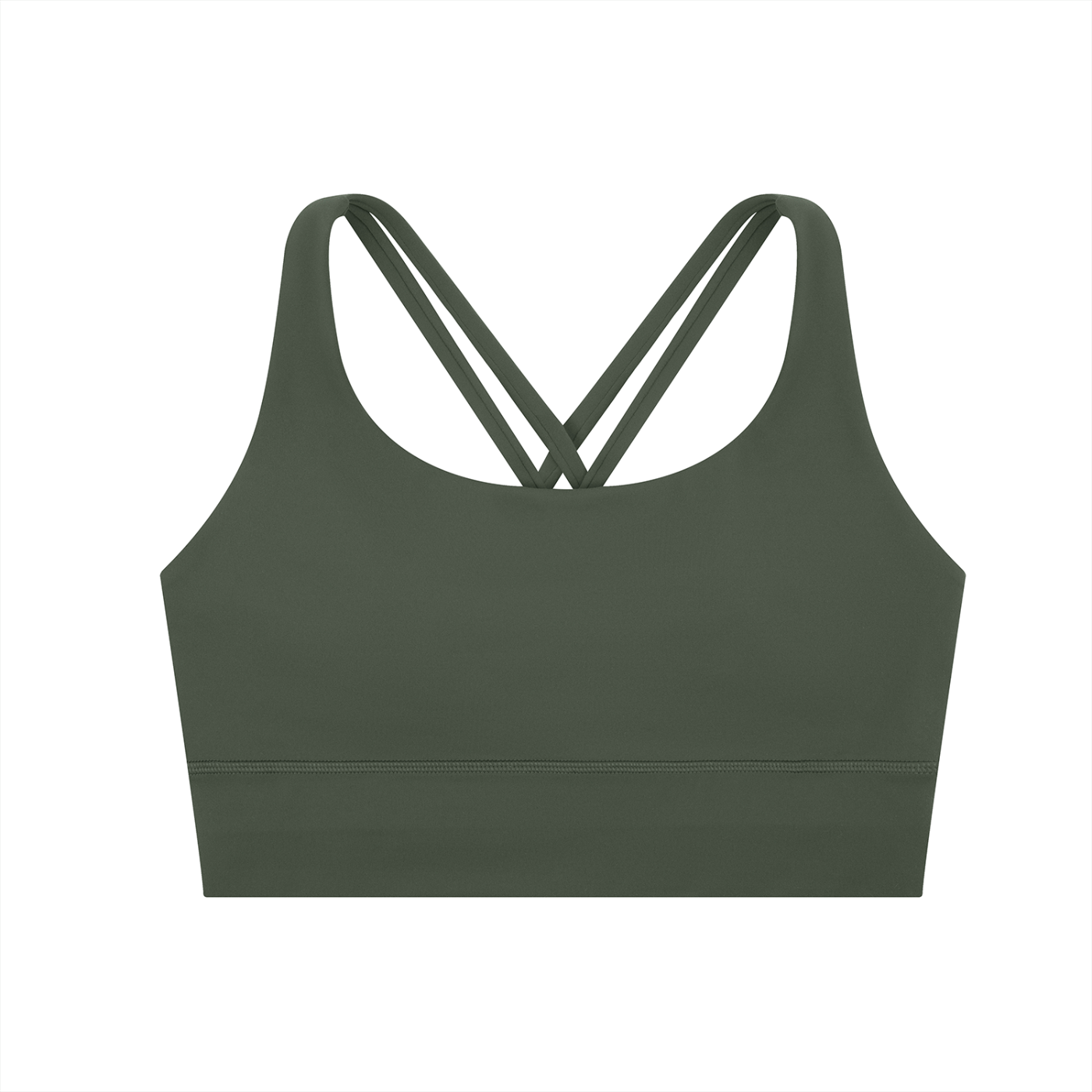 ODMPOD strappy criss-cross sports bra with adjustable straps and supportive fit, ideal for workout and active wear.