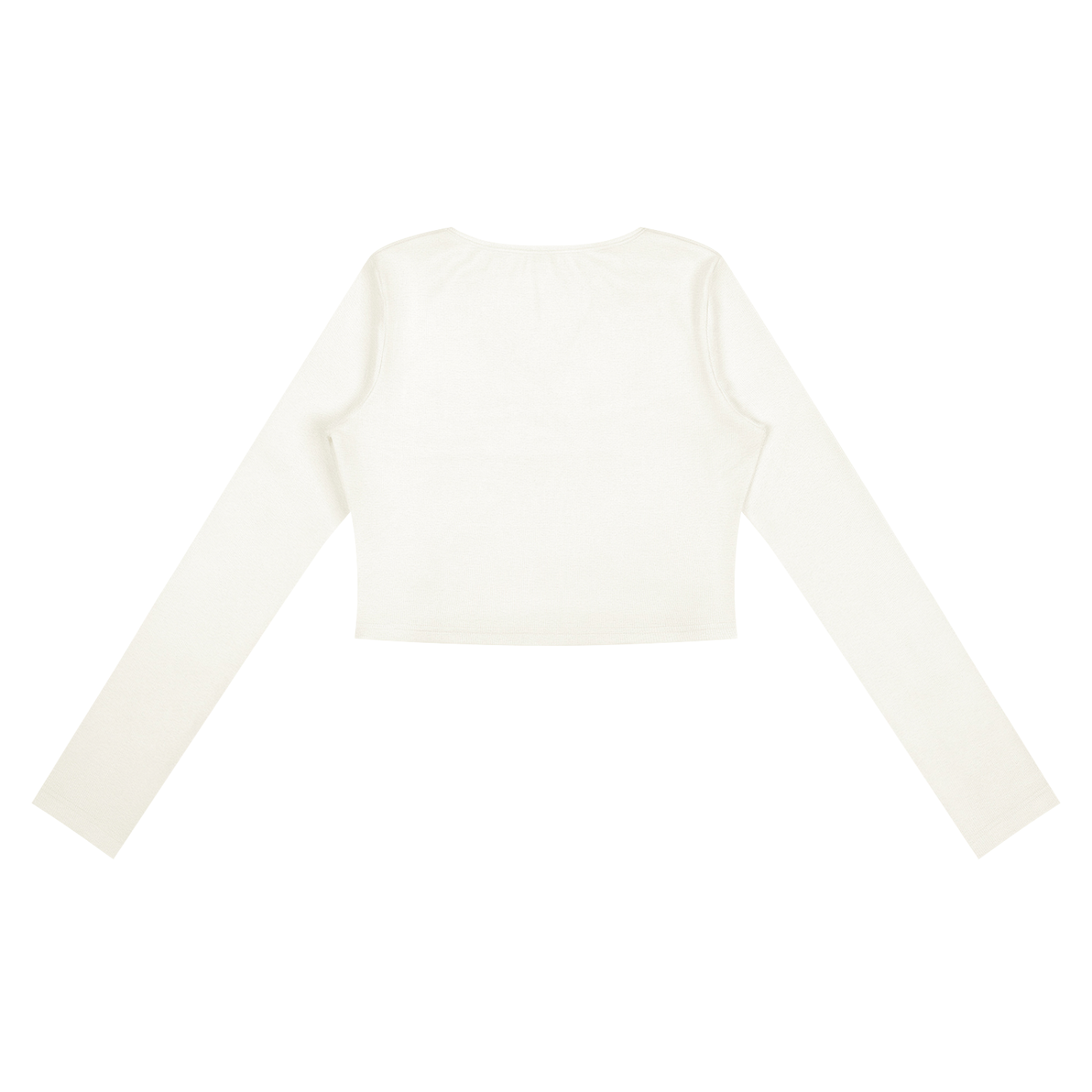 ODMPOD ruched long sleeve crop T-shirt, soft fabric, fitted design, with ruched details on the sleeves and body.
