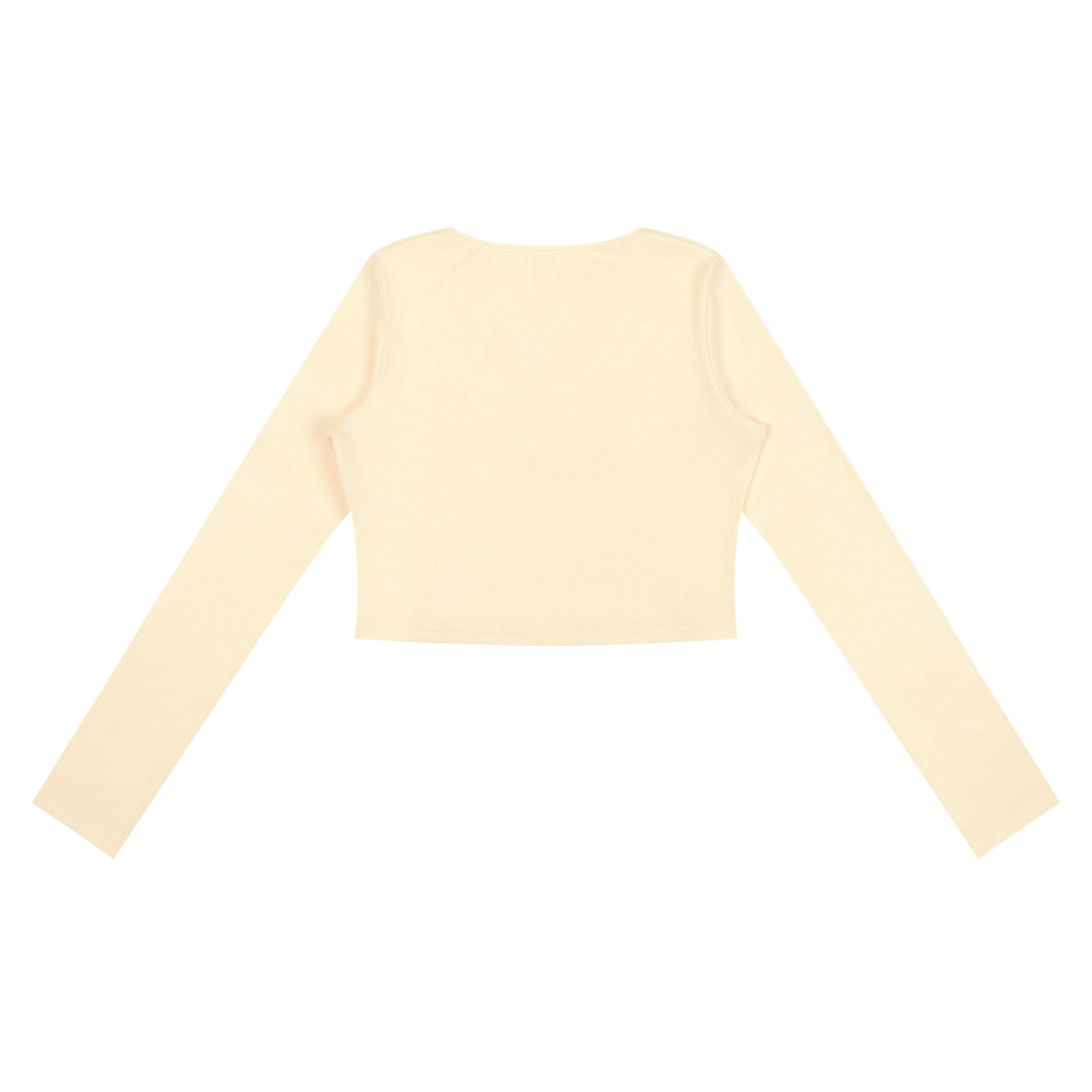 Pink ruched long sleeve crop T-shirt by ODMPOD featuring fitted design and soft fabric, styled on a mannequin.