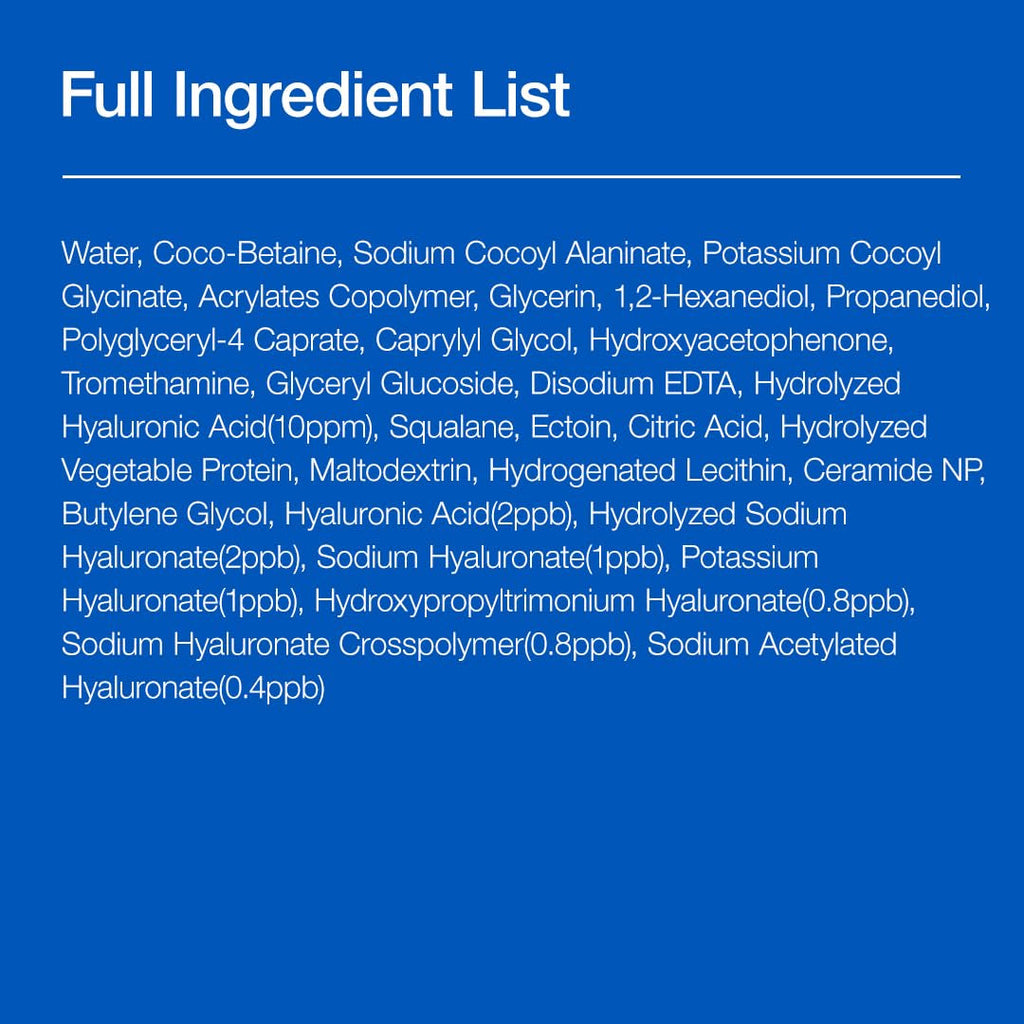 Korean Skin Care moisturizing gentle gel cleanser with hyaluronic acid, squalane, and ceramide, foaming facial daily hydrating face wash