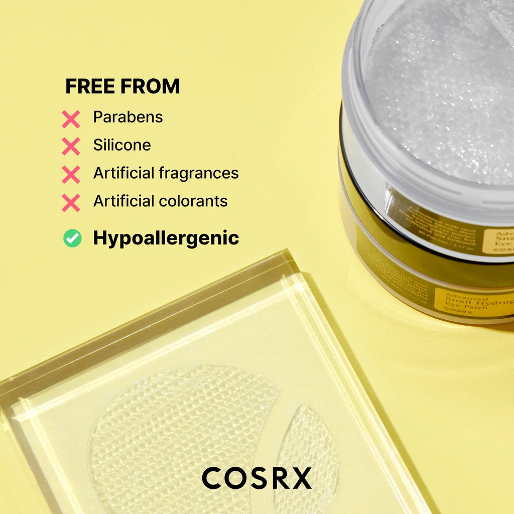 Korean Skin Care Advanced Snail Hydrogel Eye Patches, 60 patches for reducing puffiness and fine lines around the eyes.
