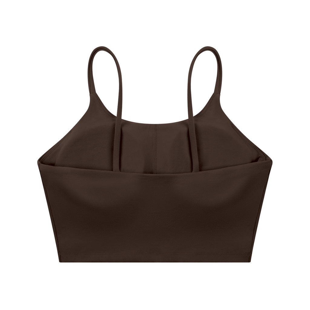 ODMPOD spaghetti strap yoga sports bra showing lightweight, breathable fabric and slim straps for comfortable activewear.