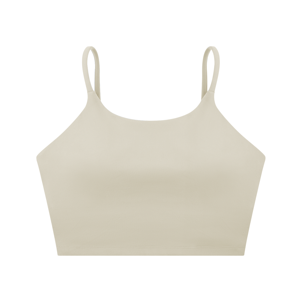 ODMPOD Spaghetti Strap Yoga Sports Bra in black, featuring a sleek design with spaghetti straps and breathable fabric.
