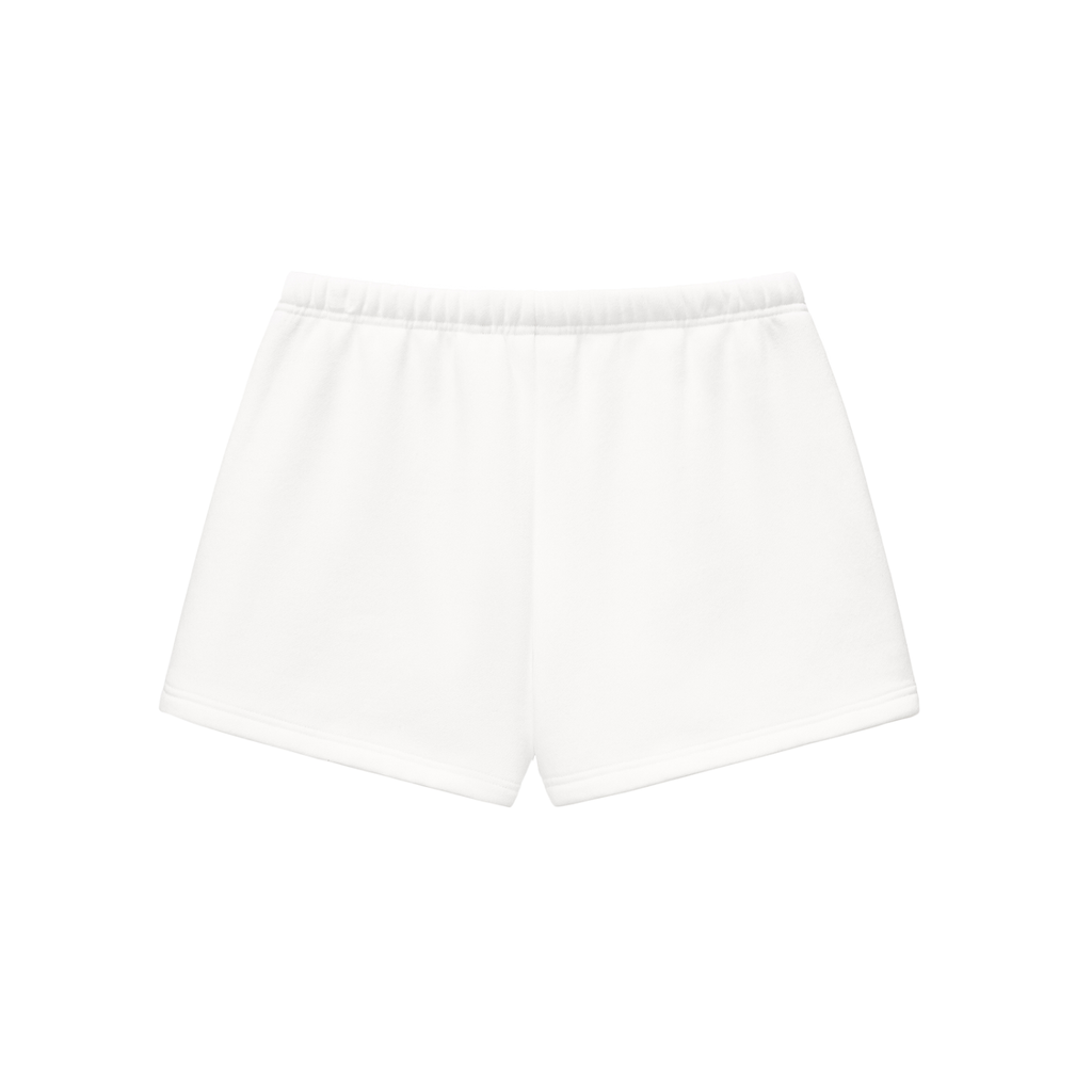 ODMPOD Essential fleece drawstring shorts with elastic waistband and relaxed fit, perfect for casual wear and comfort.