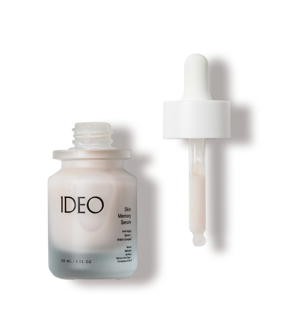 IDEOSkincare Skin Memory Serum face serum in a sleek bottle, designed to hydrate and rejuvenate skin.