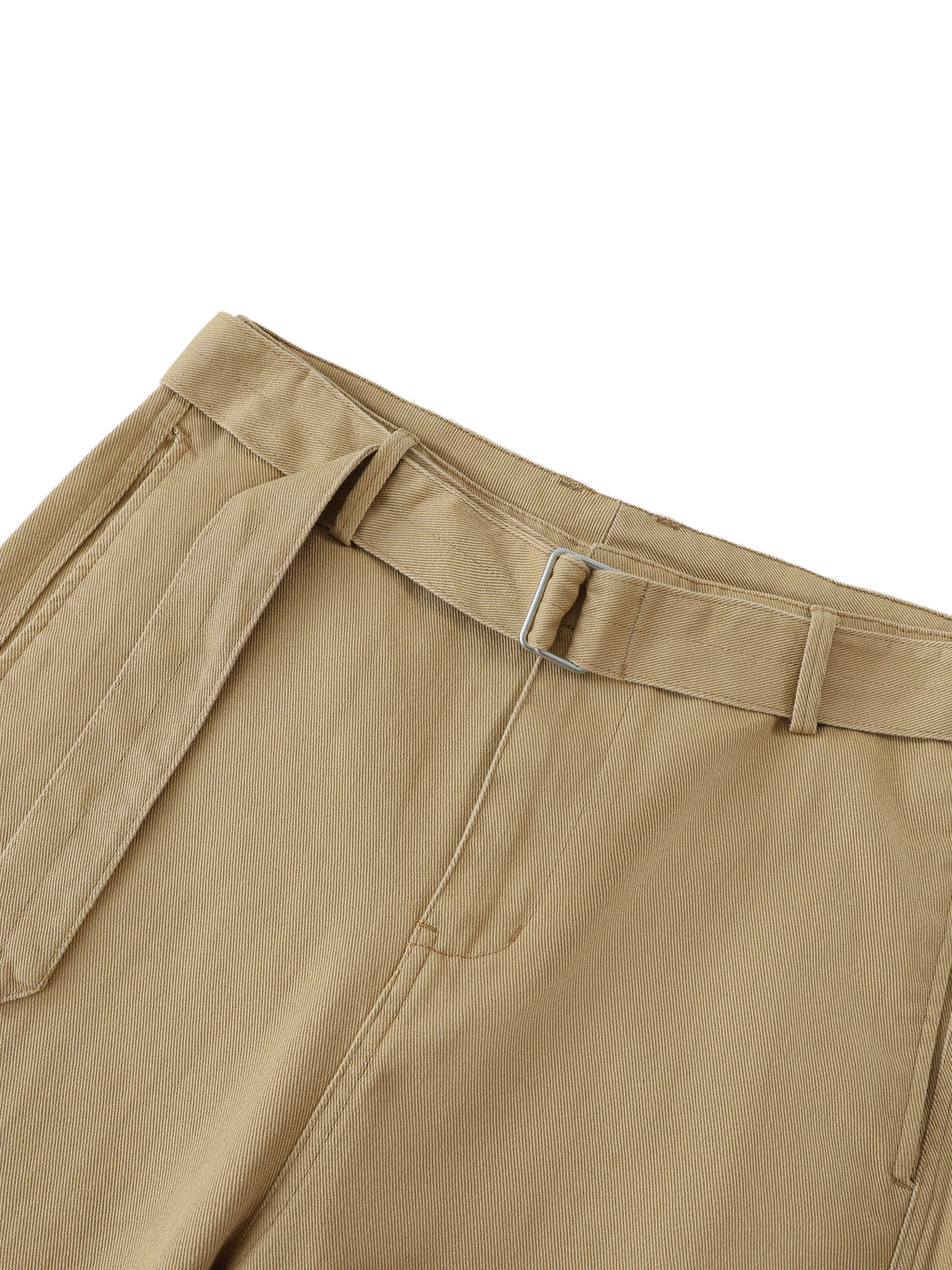 ODMPOD belted barrel-leg chino pants with a relaxed fit, featuring a stylish belt and classic design, shown on a model.