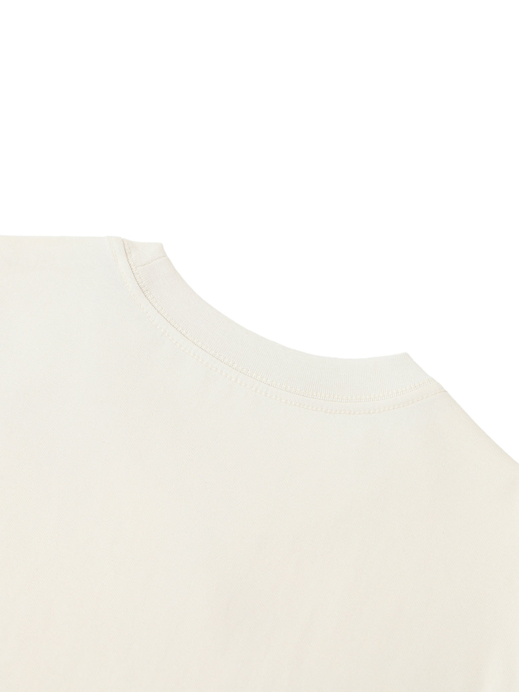 White ODMPOD Essential Standard Shoulder T-Shirt with short sleeves and classic fit, displayed on a hanger.