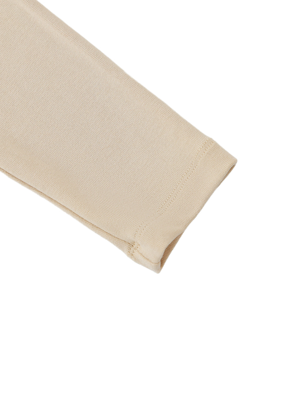 White ODMPOD Essential Mock Neck Long Sleeve T-Shirt displayed on a flat surface.