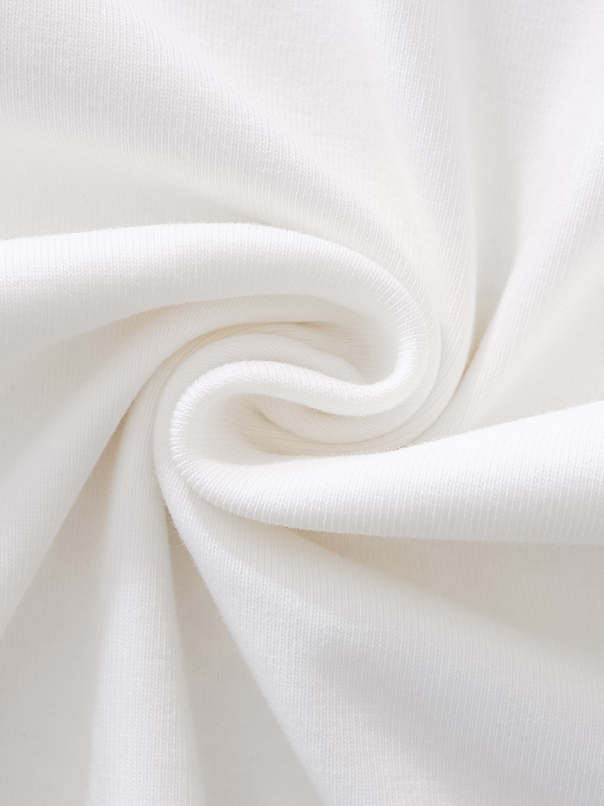 ODMPOD Essential Bodycon Crewneck T-Shirt, close-up of fitted white T-shirt with crew neckline and smooth fabric.