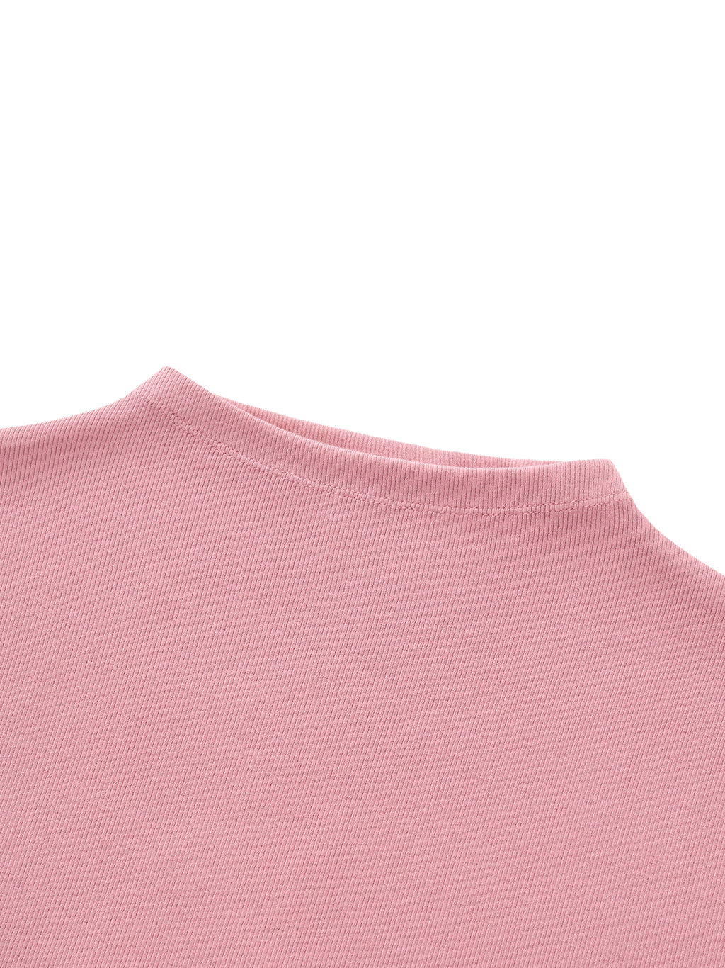 ODMPOD Essential Slim Fit Mock Neck T-Shirt in white, showing a close-up of the fitted silhouette and mock neck design.