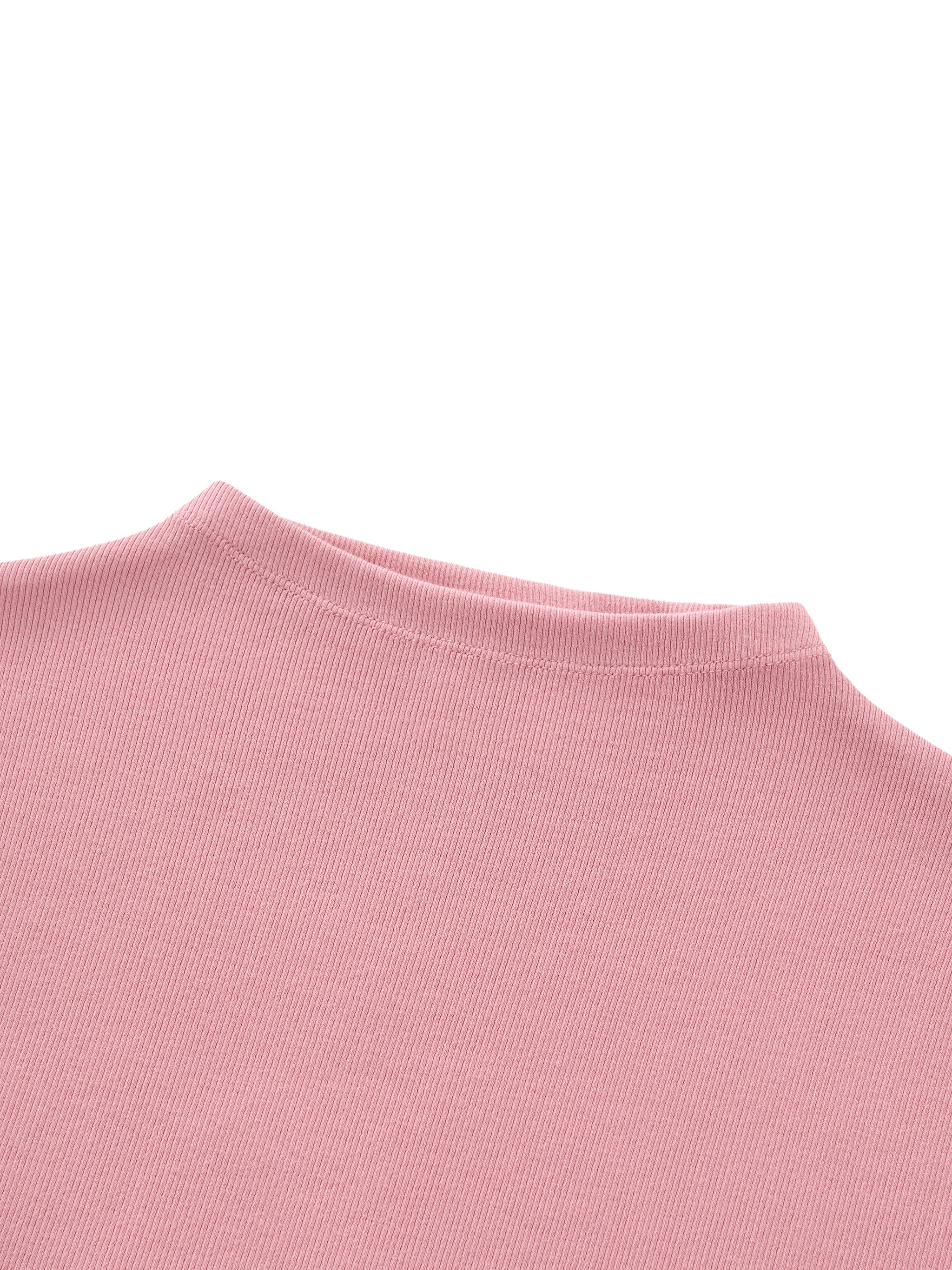 ODMPOD Essential Slim Fit Mock Neck T-Shirt in white, showing a close-up of the fitted silhouette and mock neck design.