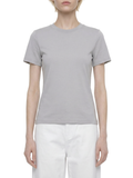 White ODMPOD Essential Standard Shoulder T-Shirt displayed on a hanger, showing a plain crew neckline and short sleeves.