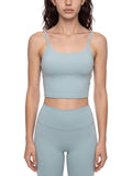 ODMPOD spaghetti strap yoga sports bra with slim straps and breathable fabric, ideal for active workouts and yoga sessions.