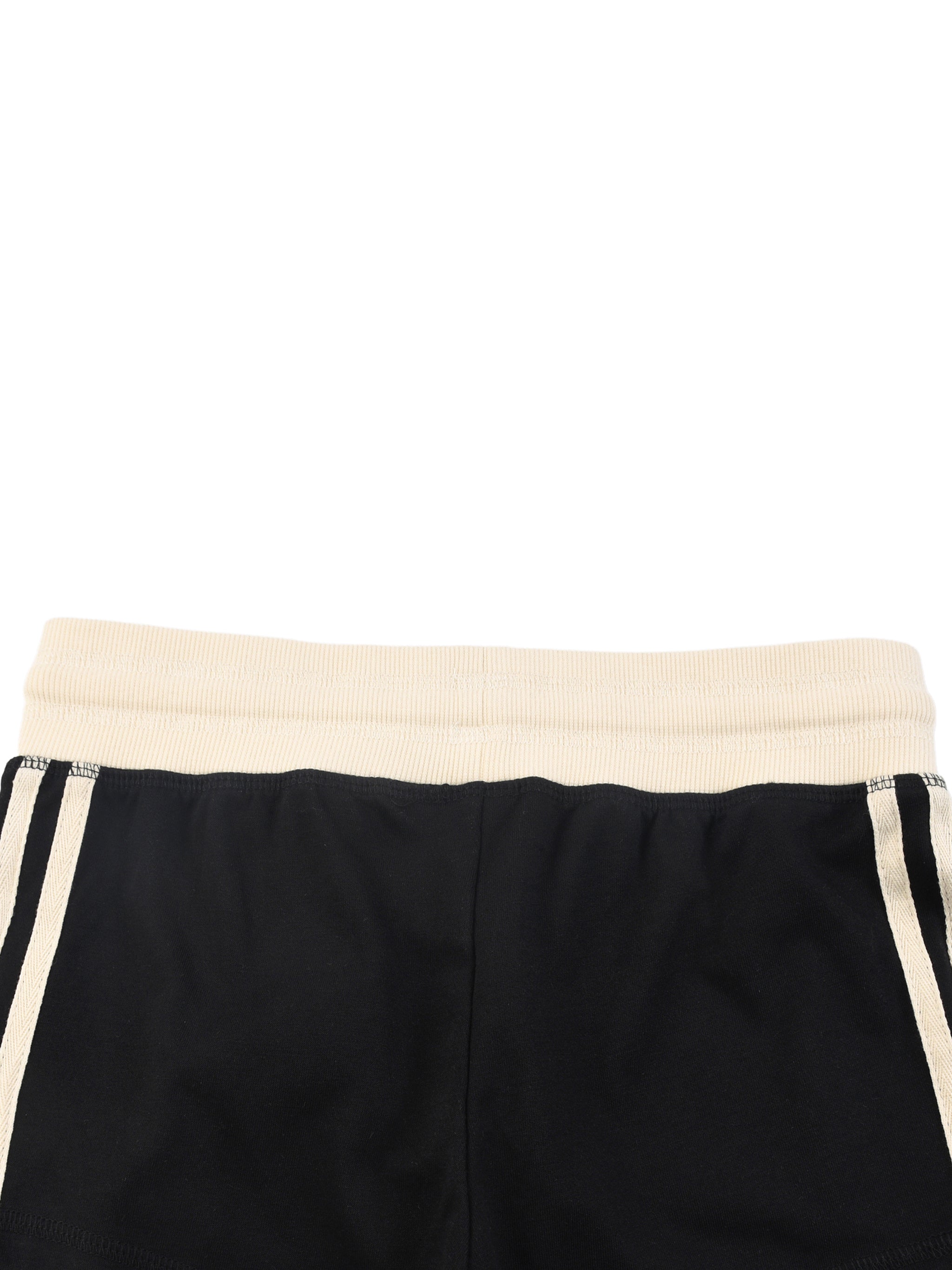 ODMPOD contrast stripe track shorts featuring bold stripe details and athletic fit, perfect for casual or workout wear.
