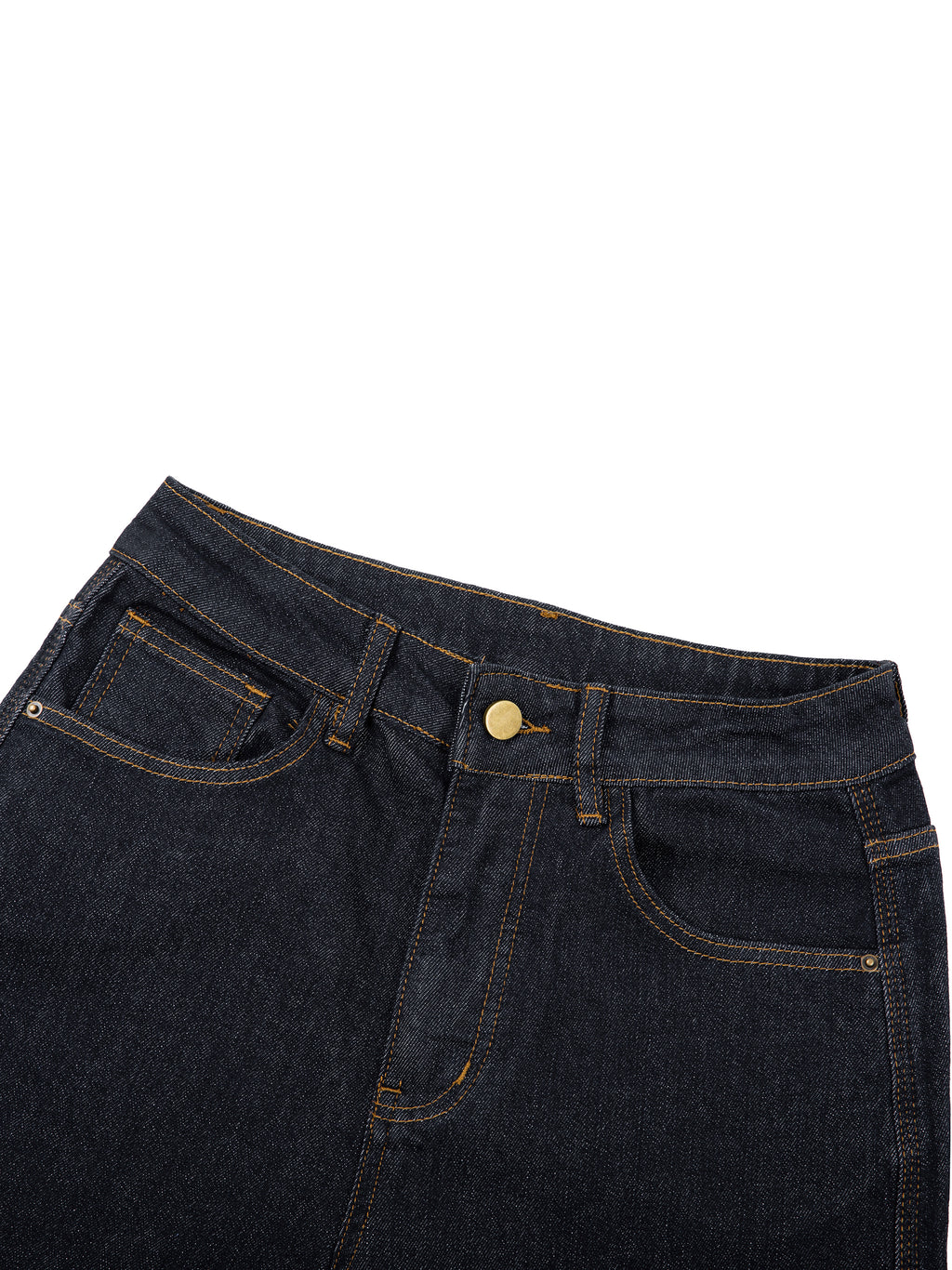 Pair of ODMPOD straight-leg denim jeans showing classic blue denim fabric and clean, fitted silhouette on a neutral background.