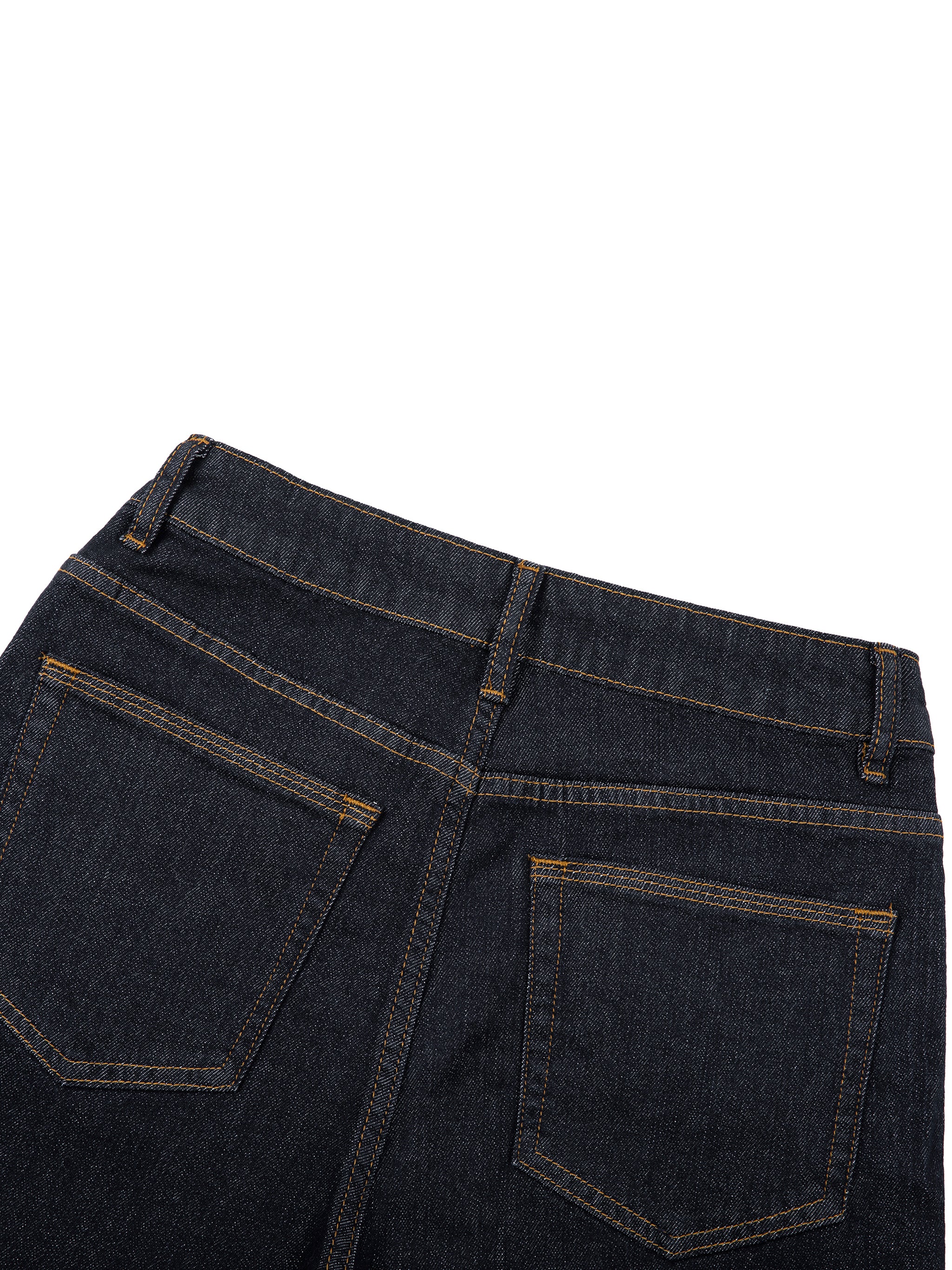 ODMPOD straight-leg denim jeans showing classic blue denim fabric with a fitted waistband and straight cut legs.