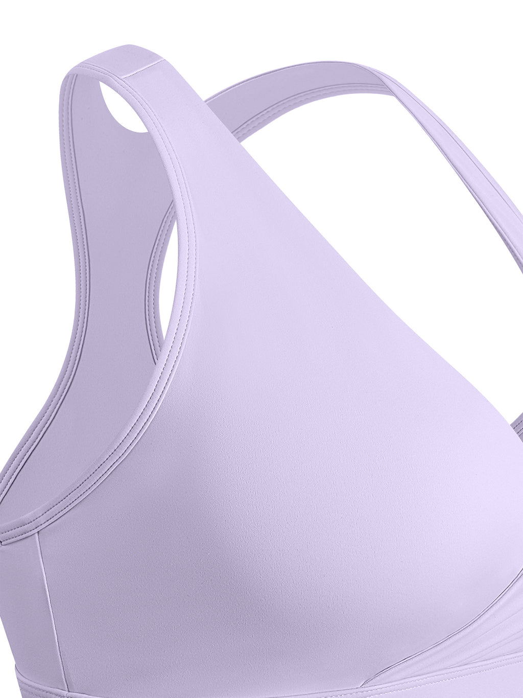 ODMPOD crossover V-neck sports bra, black athletic bra with supportive design and stylish V-neck front for active wear.
