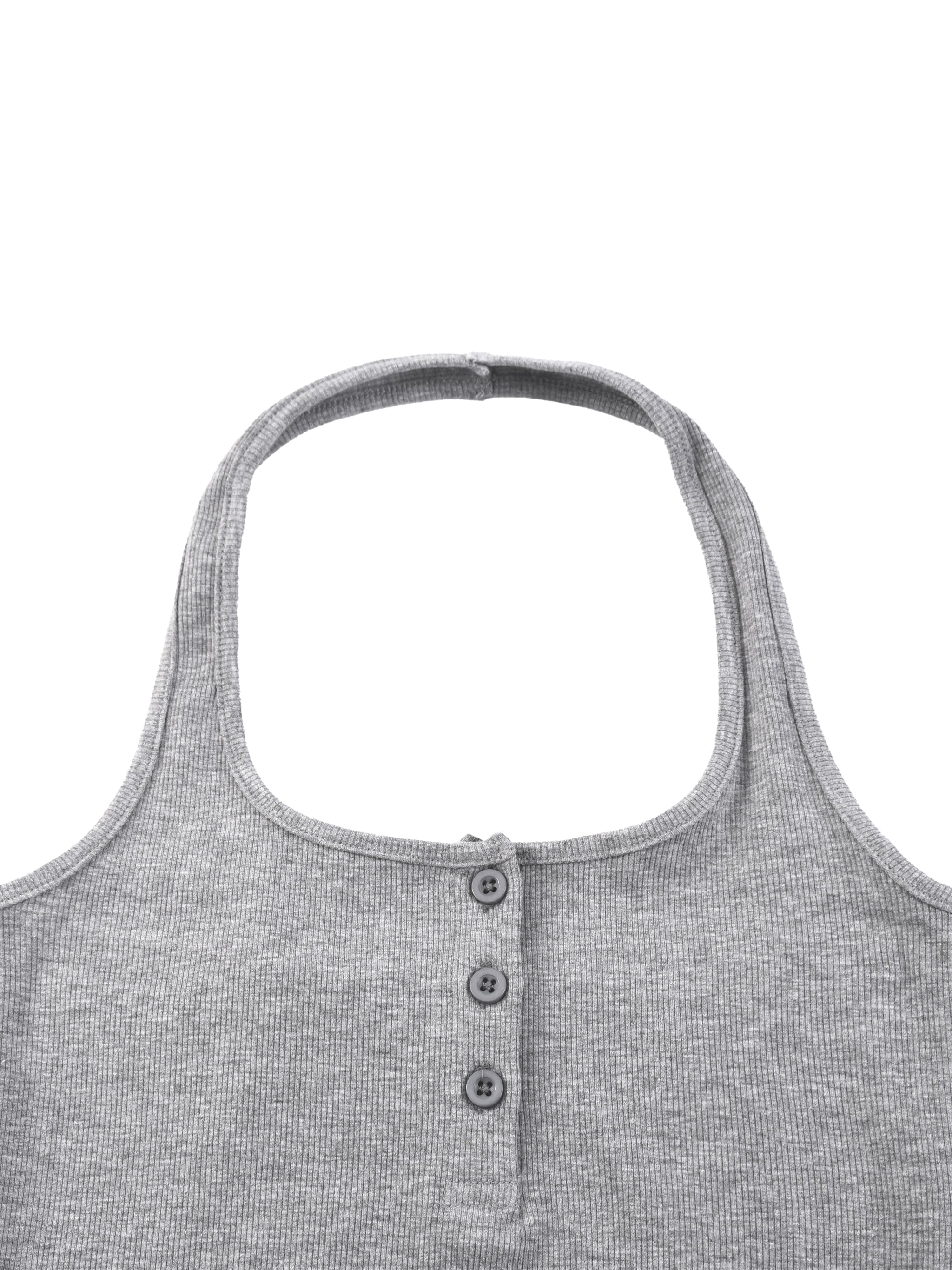 White ribbed Henley tank top by ODMPOD displayed on a hanger, showcasing its textured fabric and classic design.