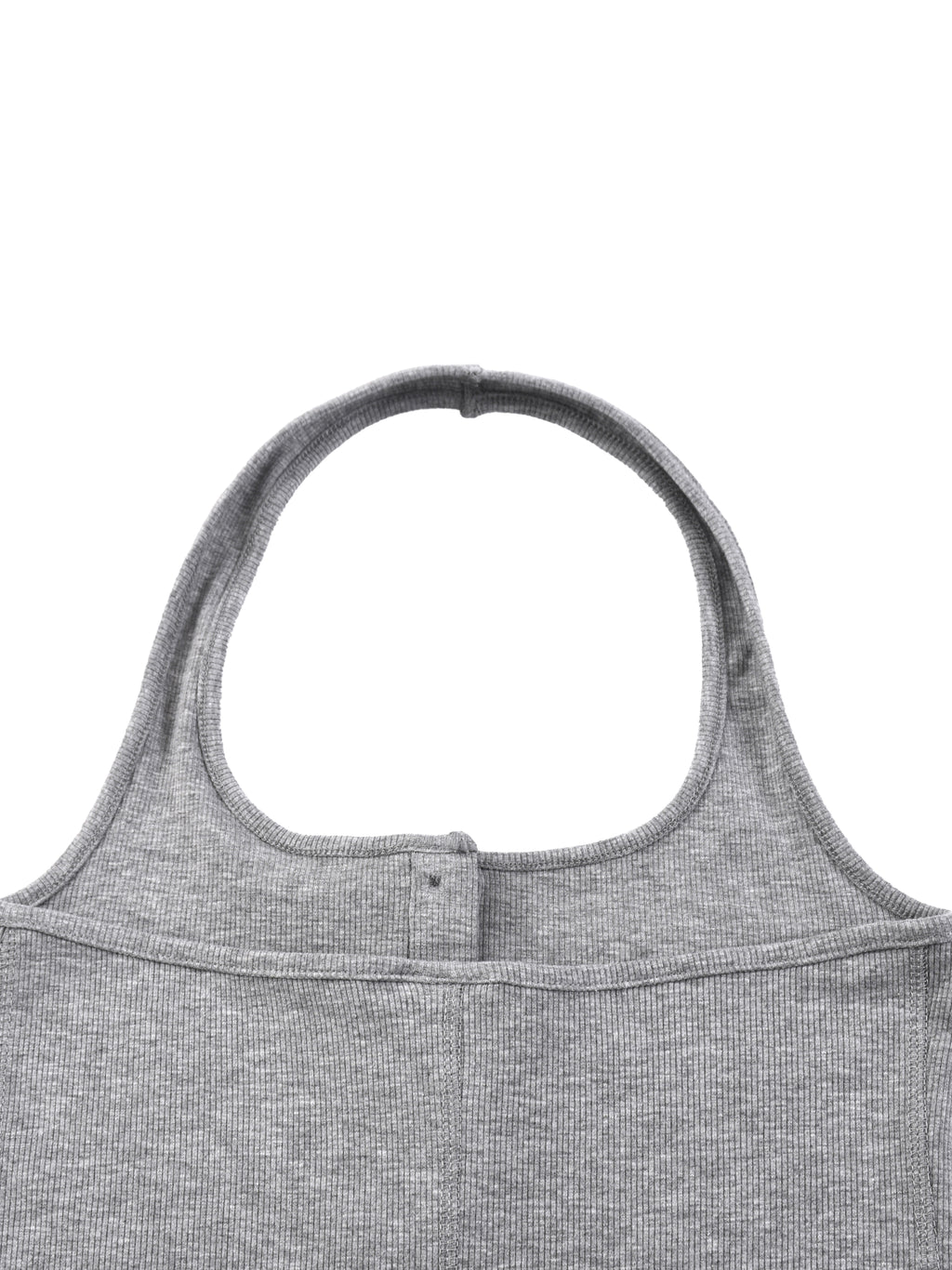 White ribbed Henley tank top by ODMPOD displayed on a mannequin, showcasing its fitted style and button-front design.