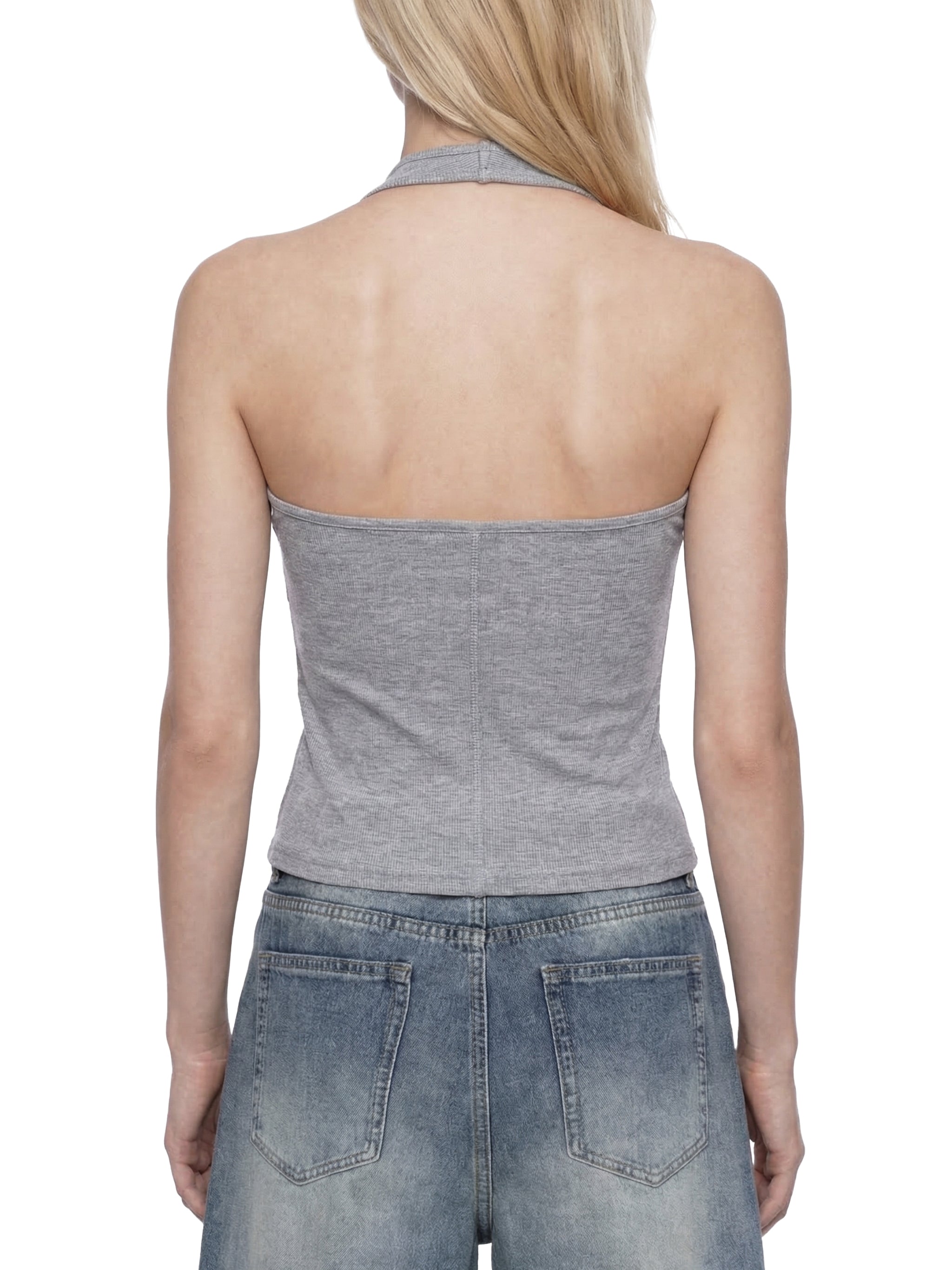 ODMPOD ribbed Henley tank top, lightweight sleeveless shirt with button detail, casual style, shown on a white background.