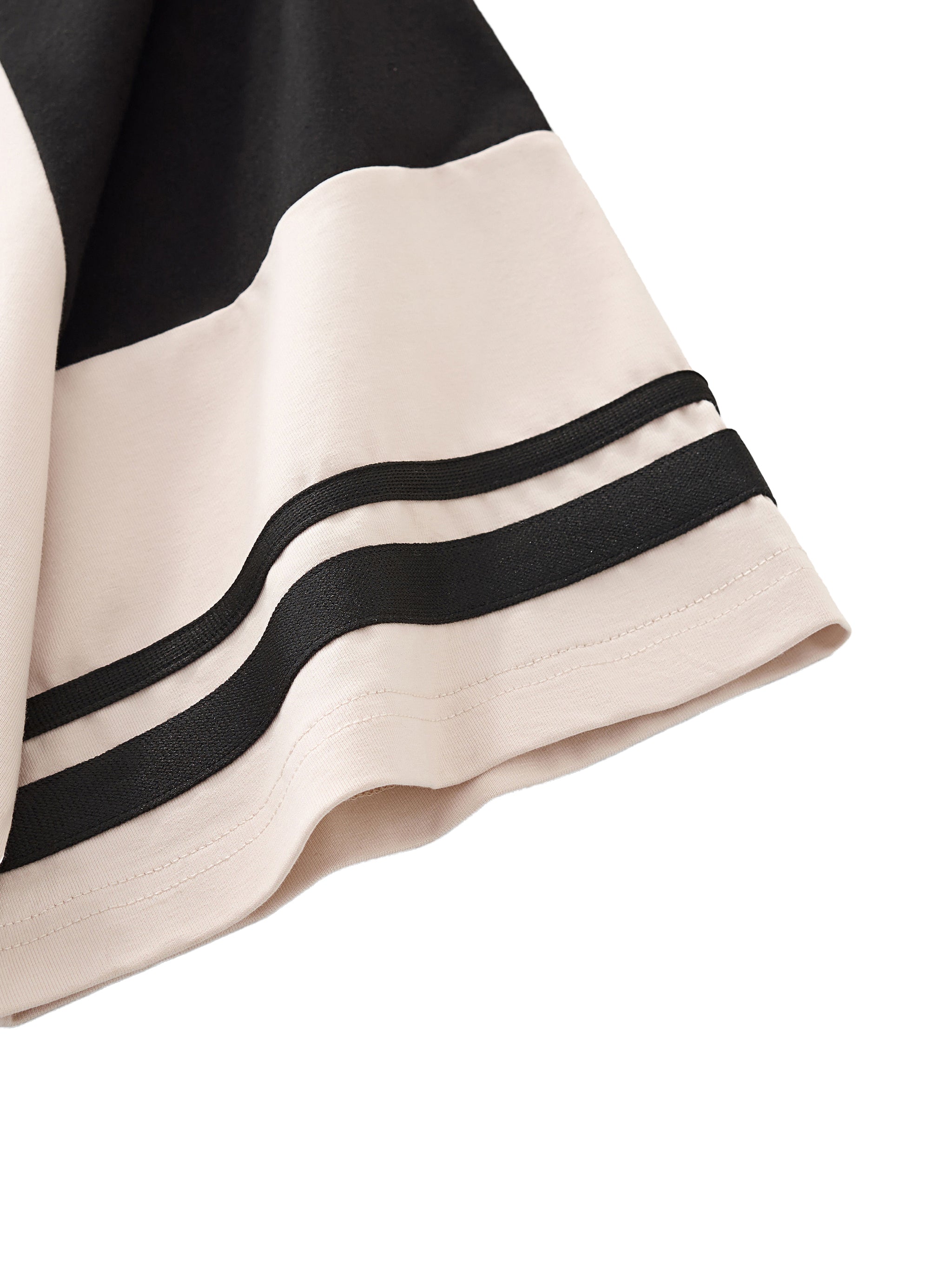 ODMPOD color block ruched T-shirt with gathered design, casual style, and vibrant color panels on a white background.