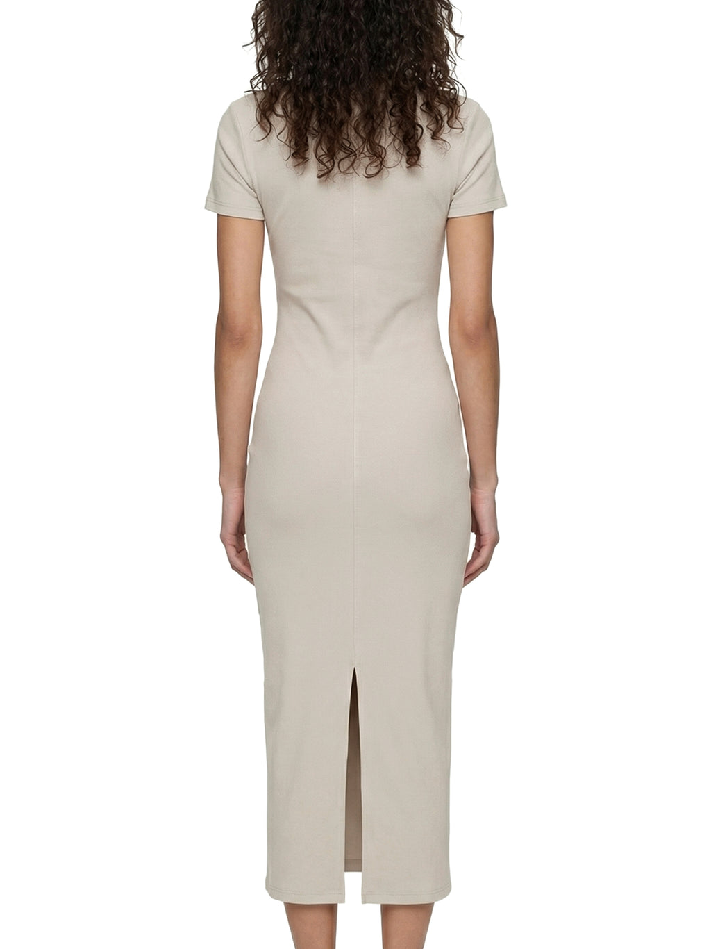 ODMPOD V-neck short sleeve maxi dress displayed on a mannequin with a flowing, elegant silhouette and soft fabric.