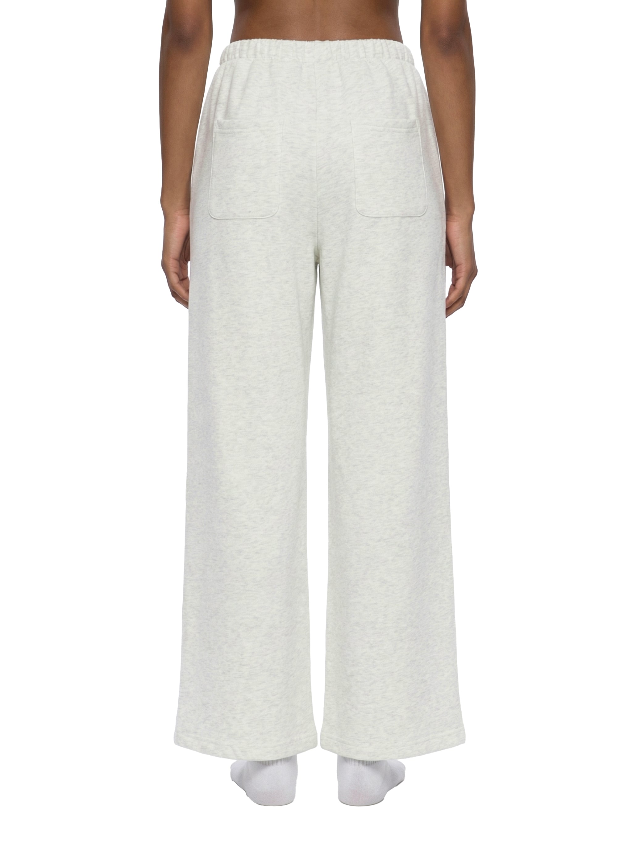 ODMPOD wide leg sweatpants made from soft fabric, featuring a relaxed fit and casual style, shown laid flat.