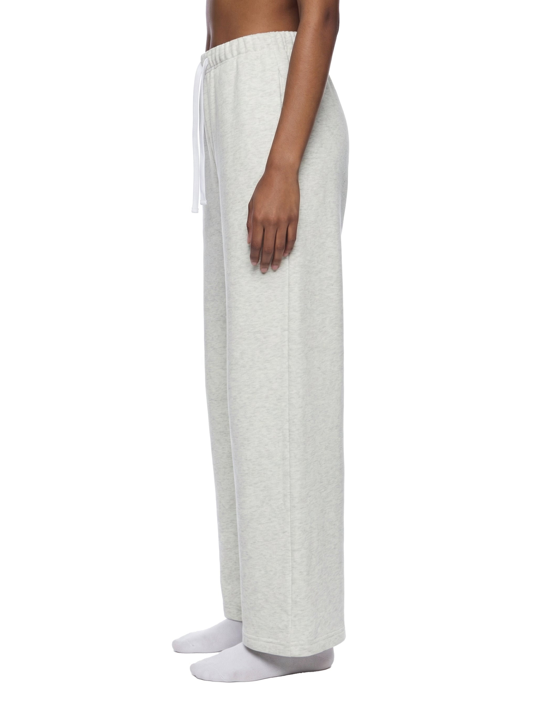 ODMPOD wide leg sweatpants in soft fabric, shown on a model with a relaxed fit and elastic waistband, perfect for casual wear.