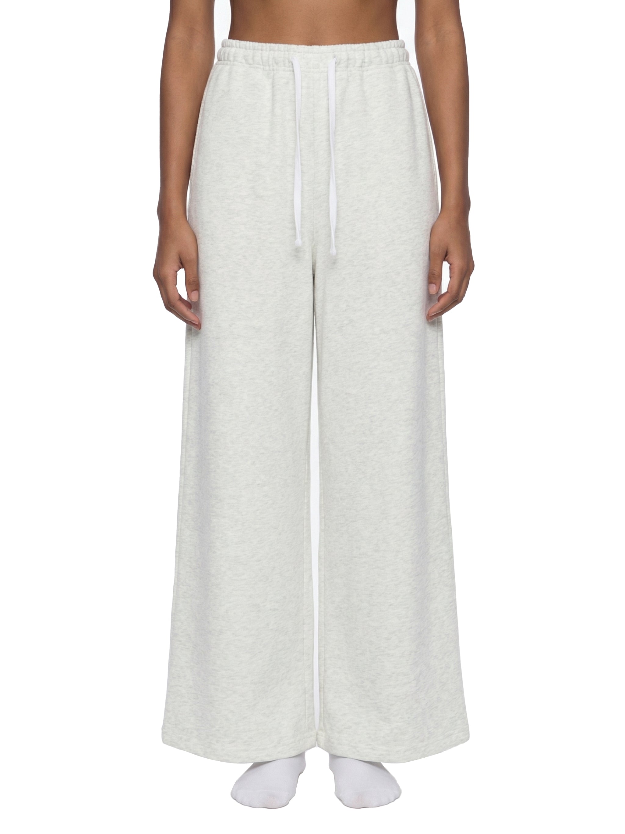 ODMPOD wide leg sweatpants shown in soft fabric with a relaxed fit and elastic waistband, perfect for casual wear.
