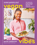 Red Rice Books Sweet Potato Soul Vegan Vibes cookbook cover featuring colorful plant-based recipes and vibrant food photography.